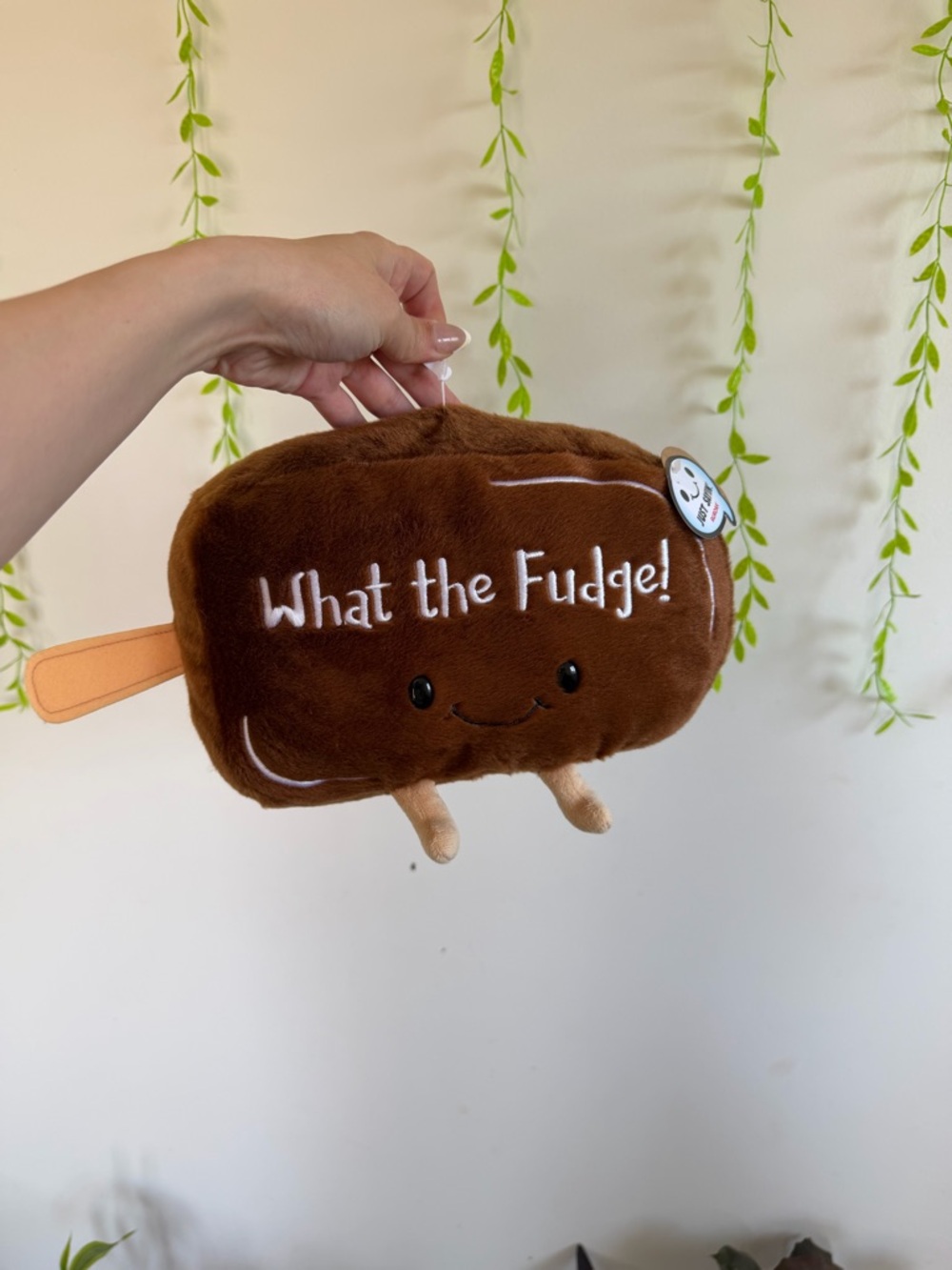 What the Fudge! Brown Plush Ice Cream Bar - Cute Dessert Throw Pillow